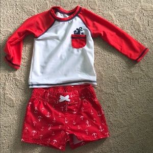 Cat & Jack 6-9 boys rash shirt and swimsuit